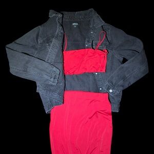 New Fashion Nova Women’s Medium Red Crop Top / Red Skirt 2 Piece Set